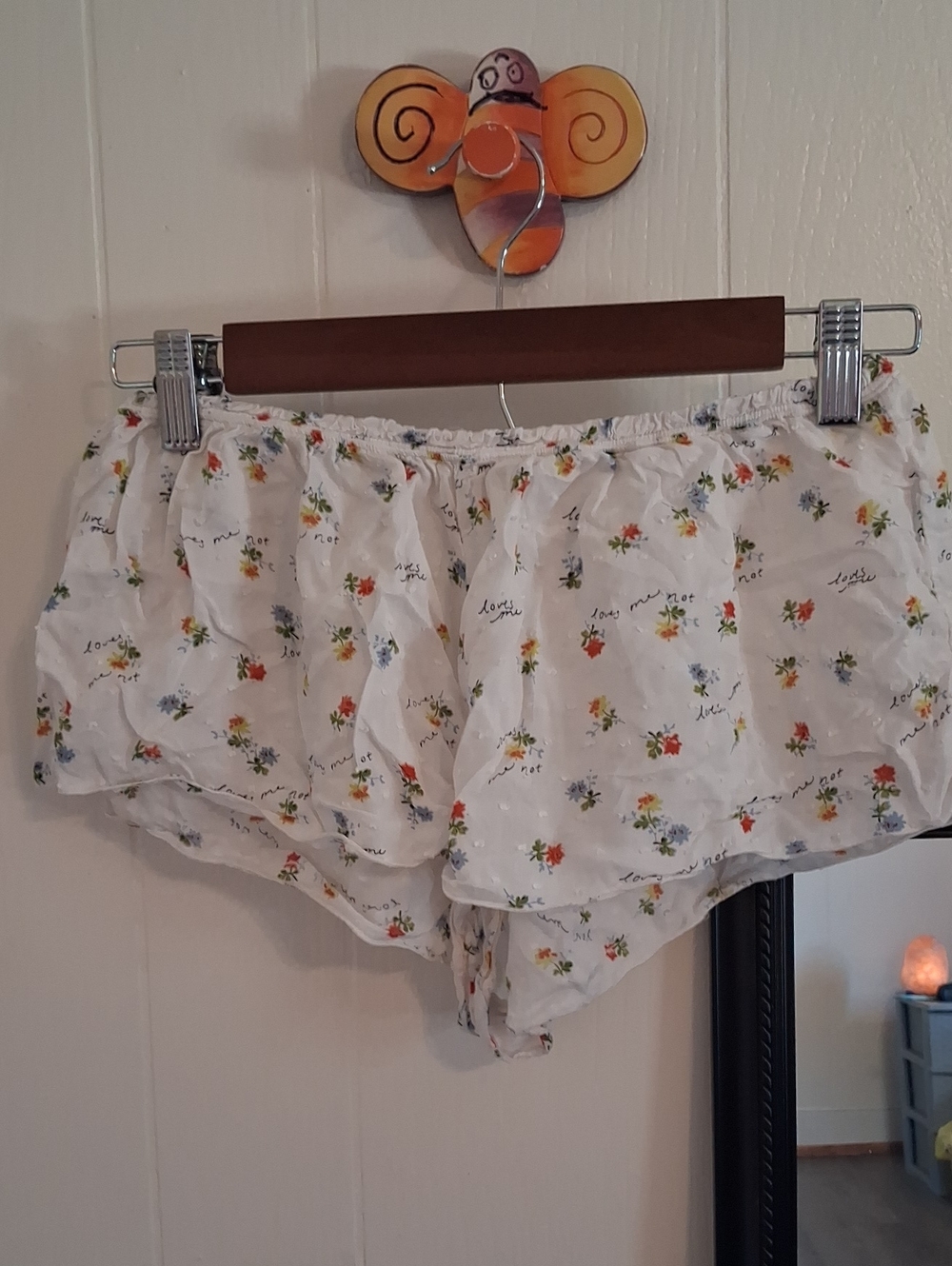 Free People Intimately White Floral Elastic Waist Sleep Shorts Like New